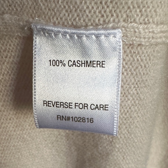 Garnet Hill 100% Cashmere Soft Cream Open-Front Cardigan with Pockets - Picture 3 of 8